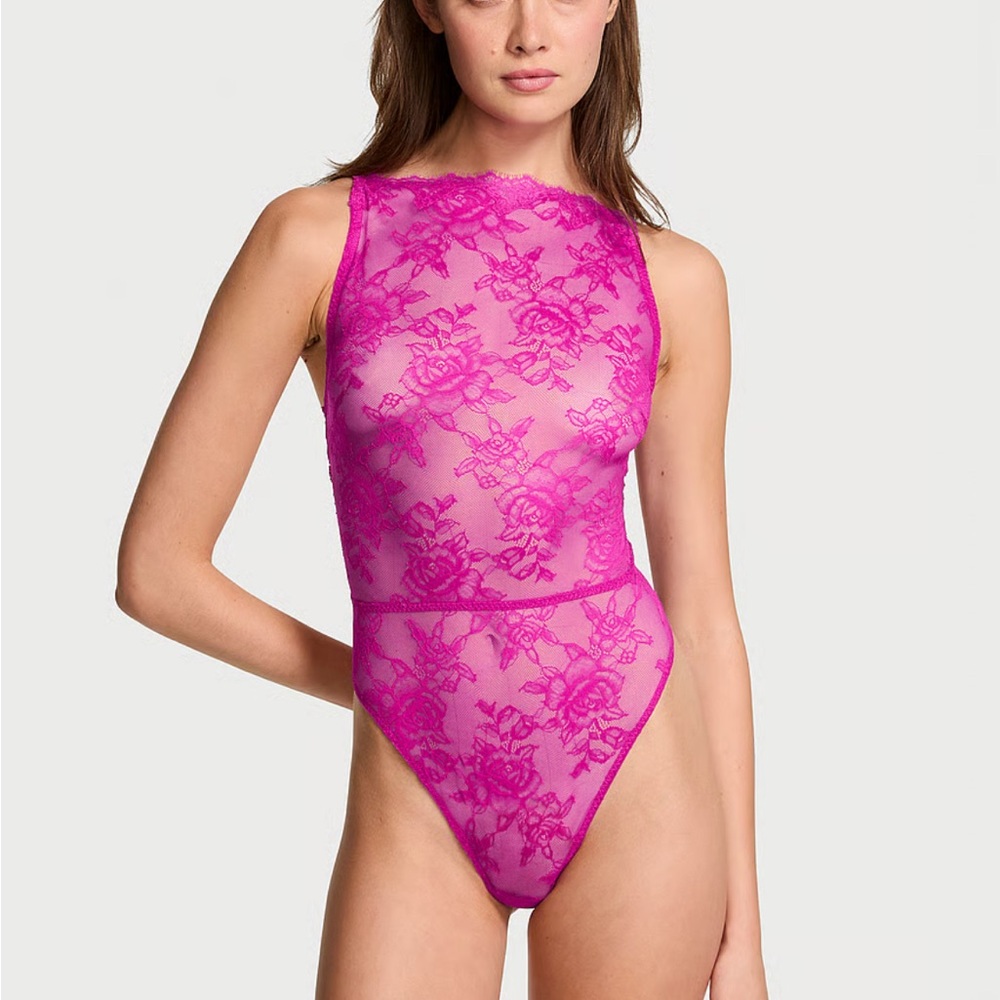 Rose Lace High-Neck Teddy